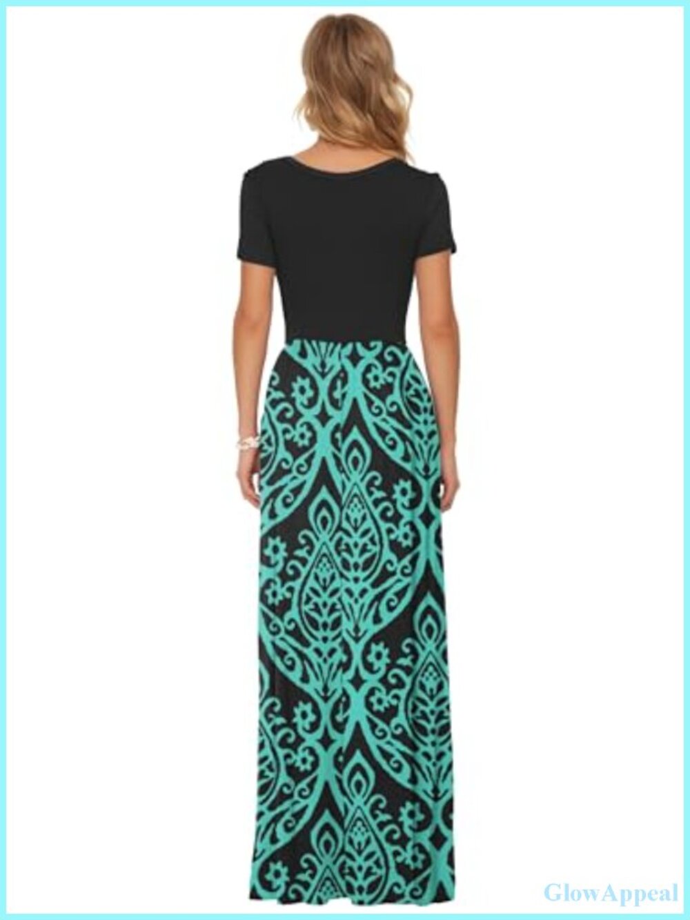 Women's Summer Short Sleeve Loose Maxi Dress with Side Pockets - Picture 3 of 6